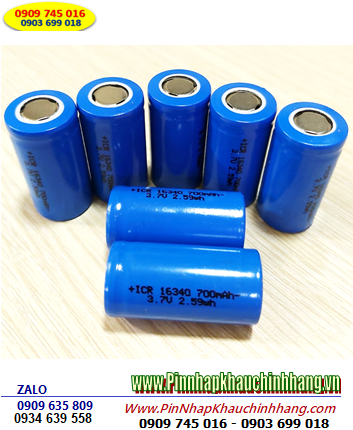 ICR16340-700mAh; Pin sạc 3.7vLithium ICR16340 700mAh (Pin sạc CR123A)